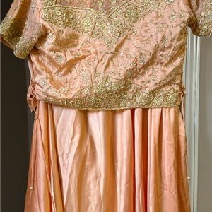 Peach Embroidered Two-Piece Formal Dress